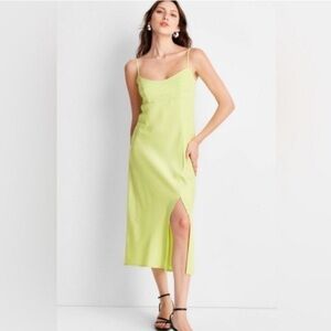 A New Day Lime Green Spaghetti Strap Midi Slip Dress Size Medium